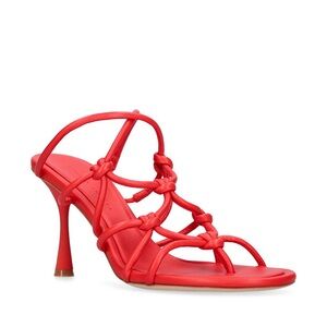 NWT Studio Amelia 90mm Red Pebbled Leather Knot Strappy Stiletto Heeled Sandals